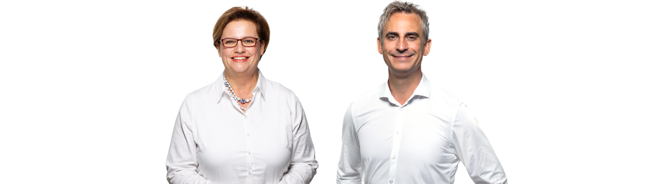 Die beiden CorFactum Geschäftsführer Verena Müller und Sven Schäffner