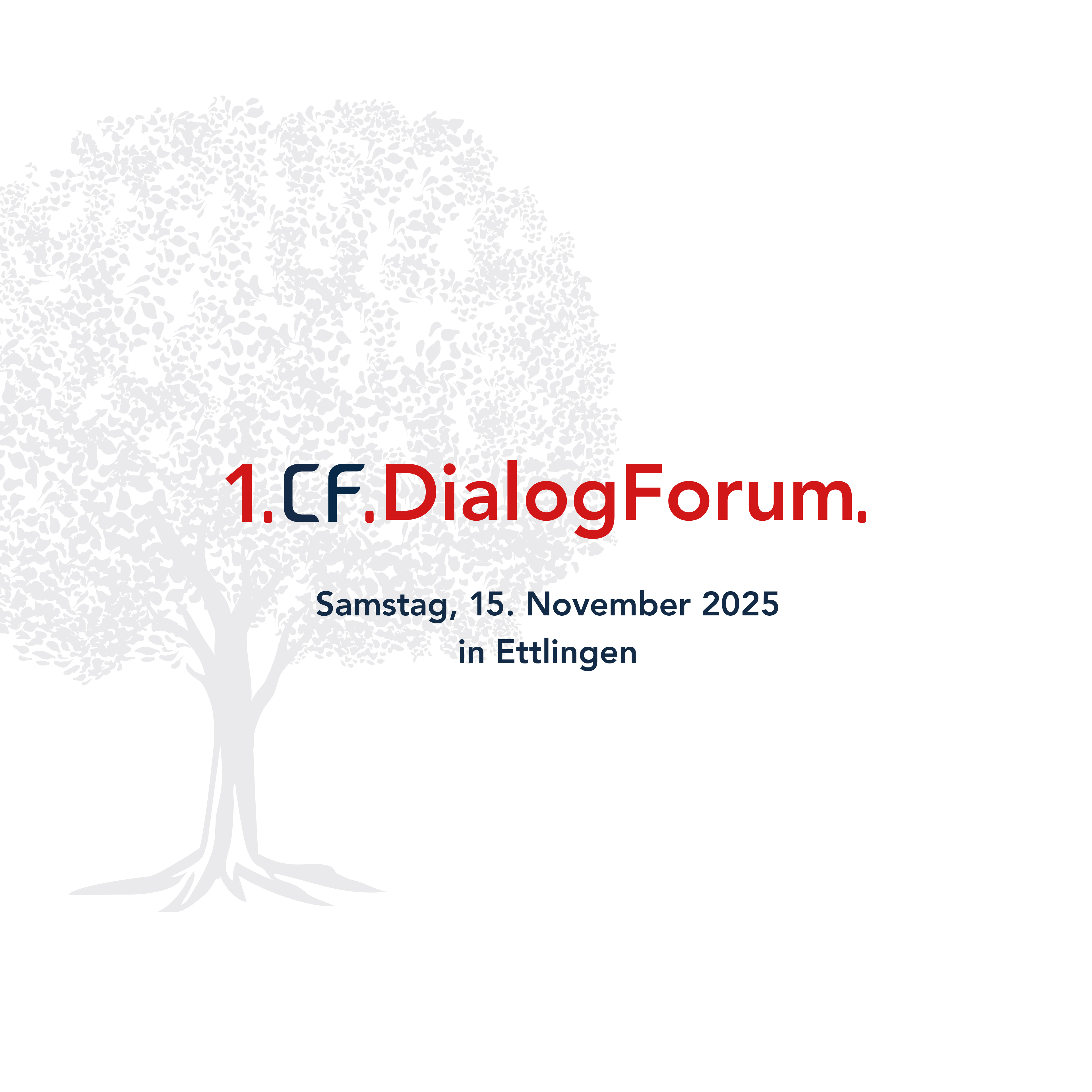 CorFactum Baum im Hintergrund mit Schriftzug CF DialogForum